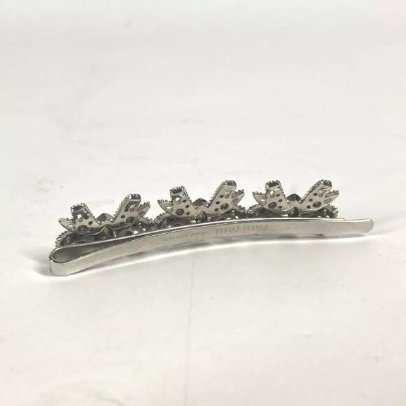 Auth MIUMIU 5JF031 ribbon rhinestone ribbon hair accessories barrettes hairpin main image 9